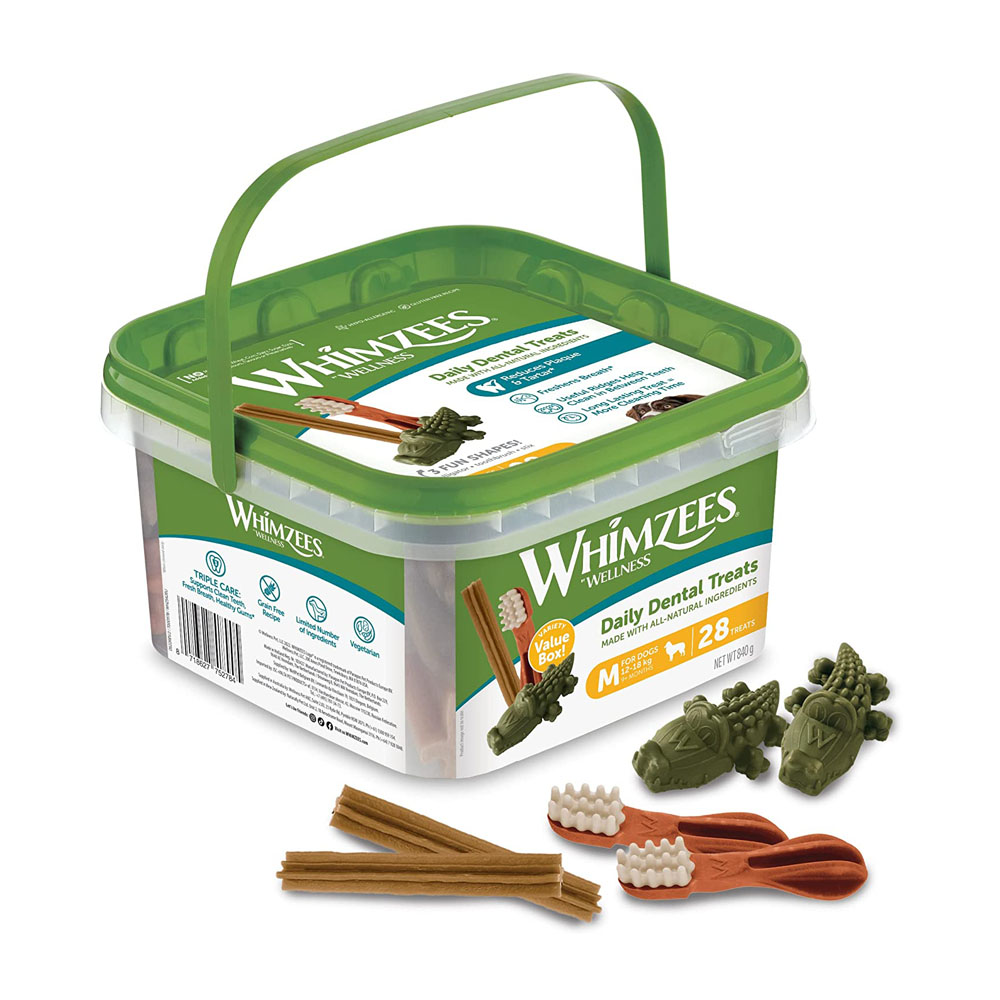 dogchews1.jpg Whimzees Natural Dental Dog Chew, Variety Box Mixed Shapes - Image 1